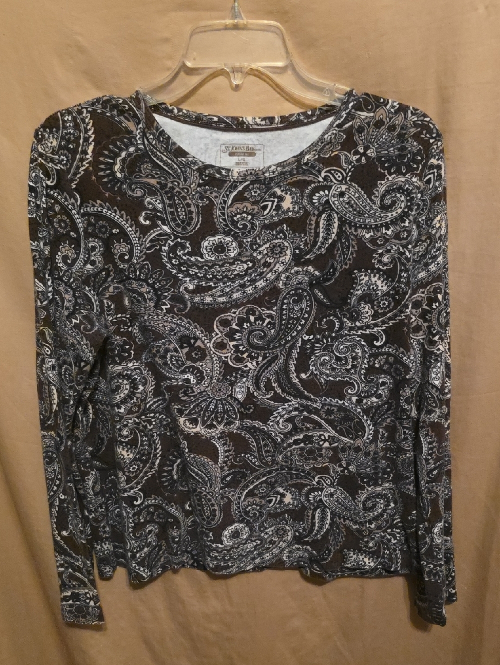 Ladies' St. John's Bay Paisley Long-Sleeve Top L